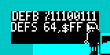 DEFB %11100111